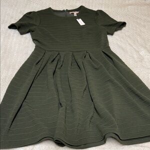 Anthropologie Olive Green Textured Mini Dress